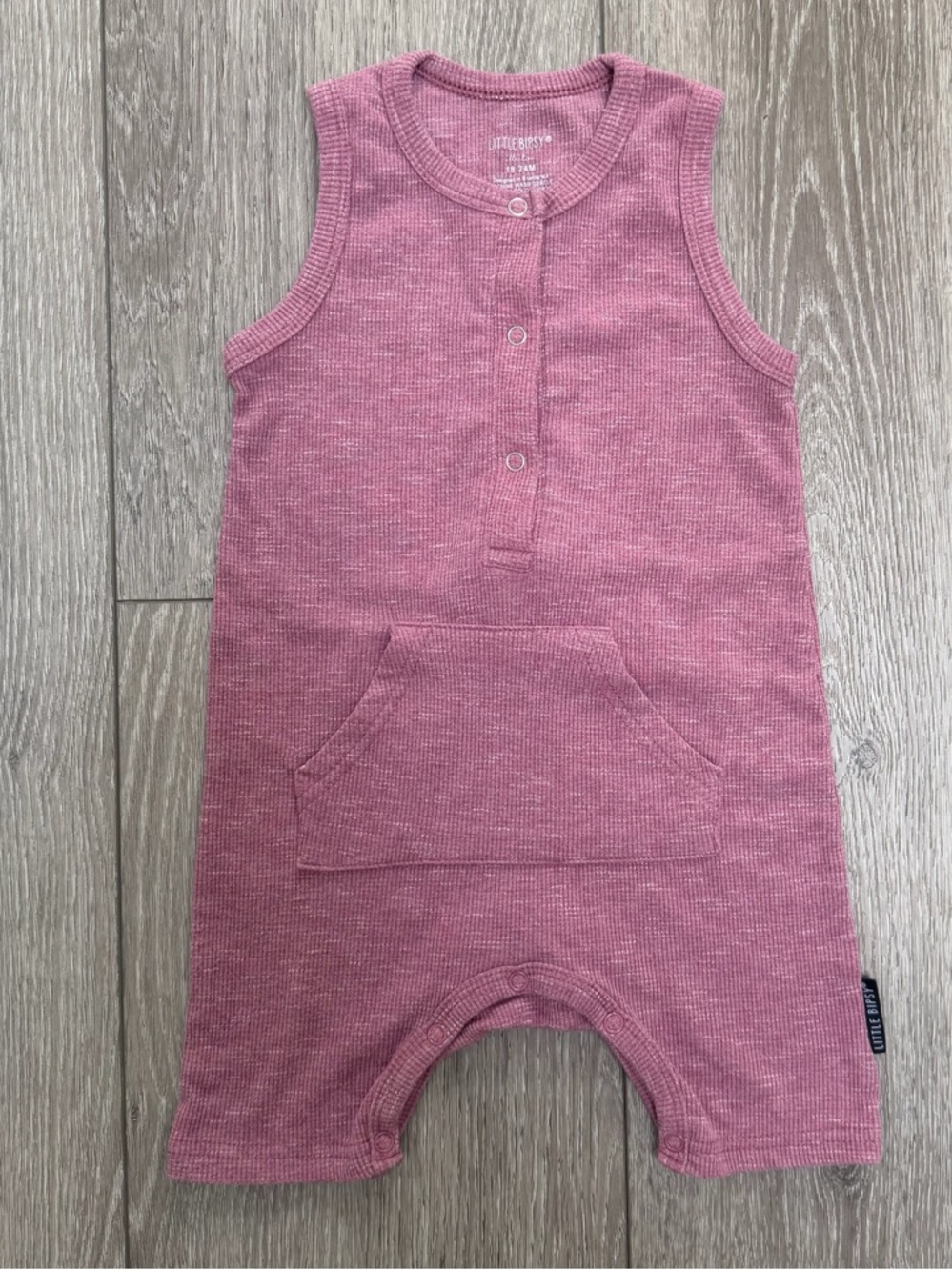 LITTLE BIPSY SLEEVELESS RIBBED SHORTIE ROMPER HIBISCUS PINK 18-24MO ONE PIECE